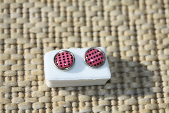 Pink with black dots, silver rimmed