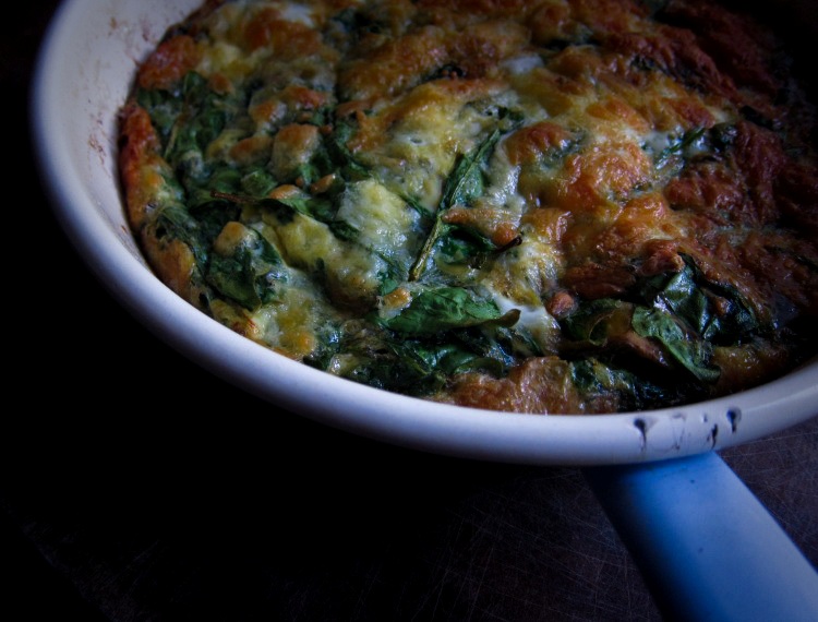 the indolent cook: easy cheesy spinach frittata (quick and simple)