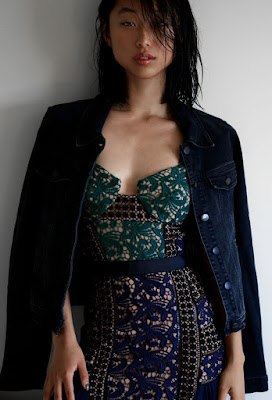 Margaret Zhang Self-Portrait Blue Paneled Dress