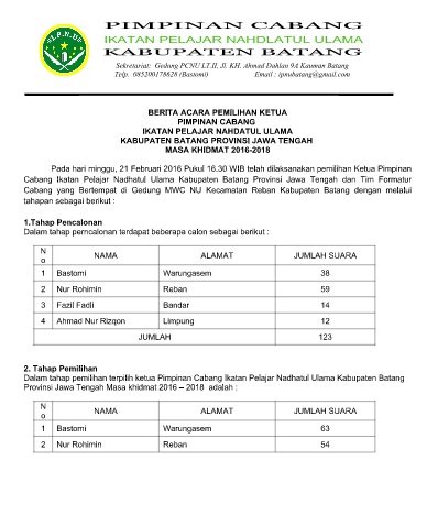 Contoh Berita Acara Konferensi Rapat Anggota Ipnu Dan Berita Acara