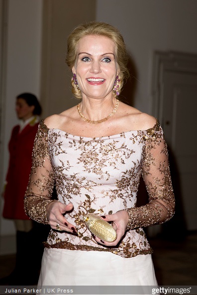  Danish Prime Minister Helle Thorning-Schmidt attends a Gala Dinner at Christiansborg Palace on the eve of The 75th Birthday of Queen Margrethe of Denmark 