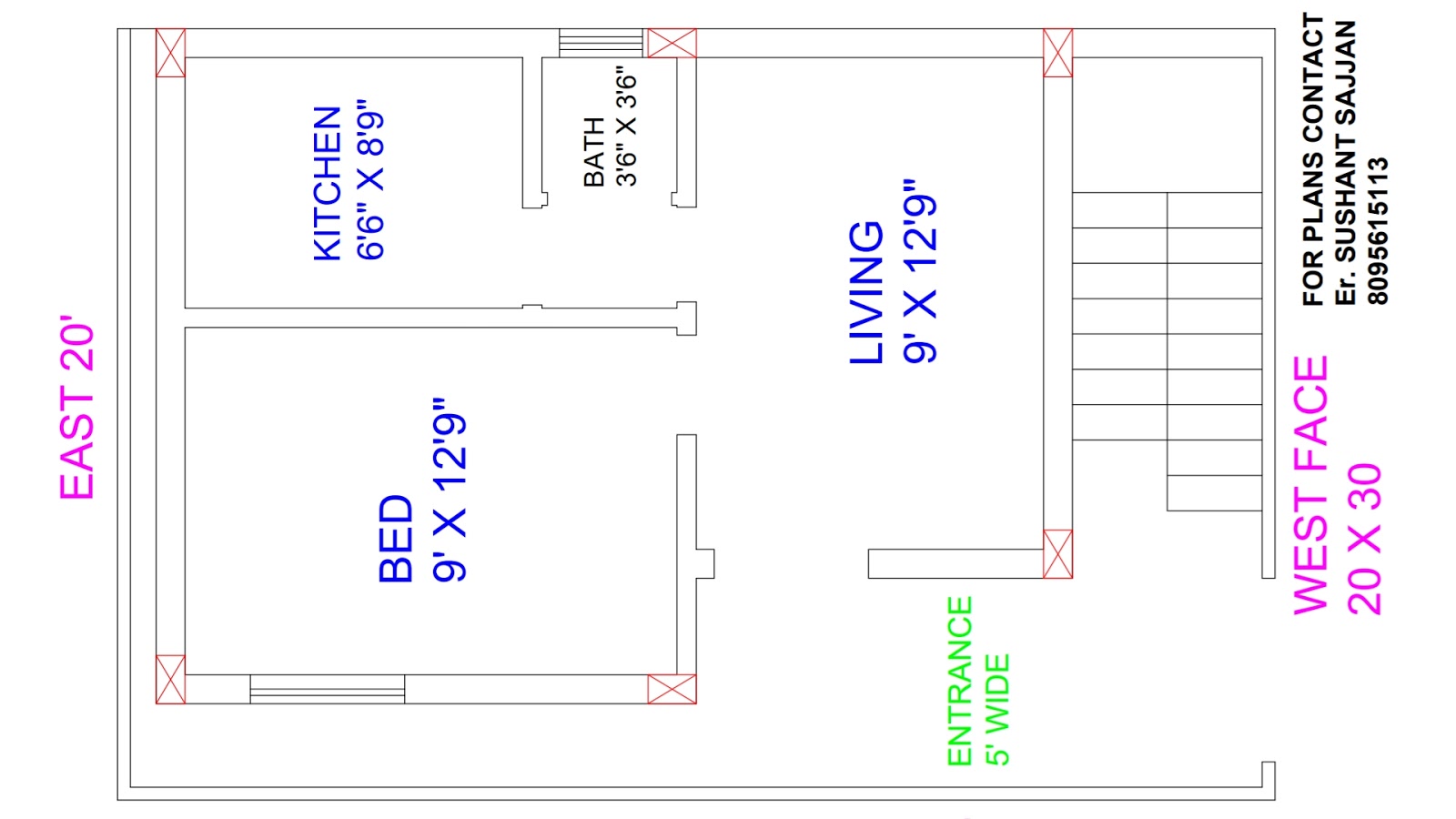 Awesome House Plans 20 30 West Face Single Family House Plan