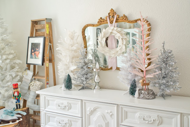 Pink and White Christmas Dining Room