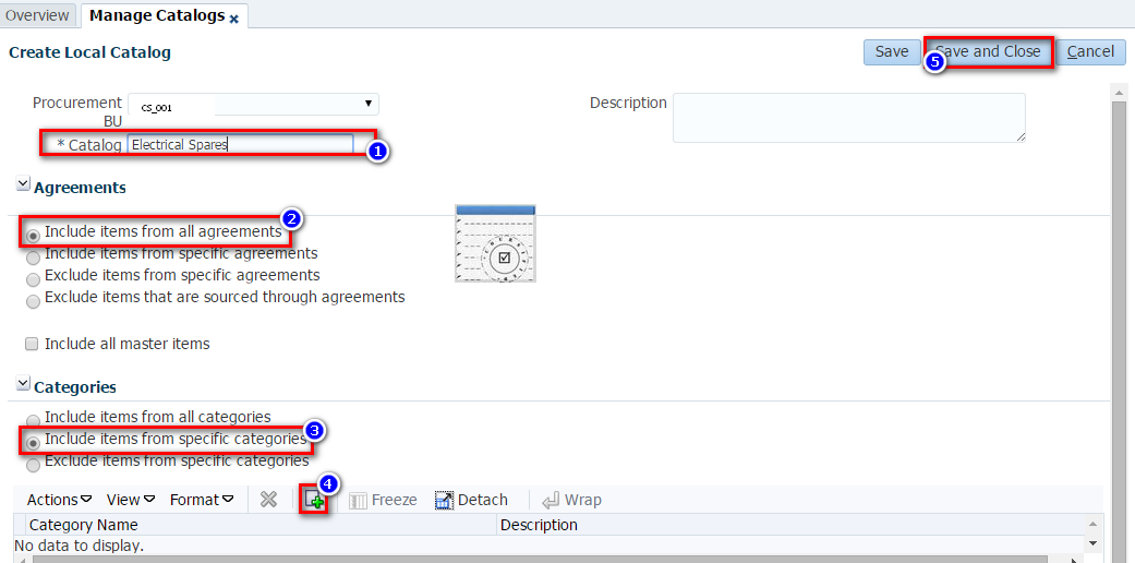 Procurement Catalogs Oracle Fusion Application (SelfService