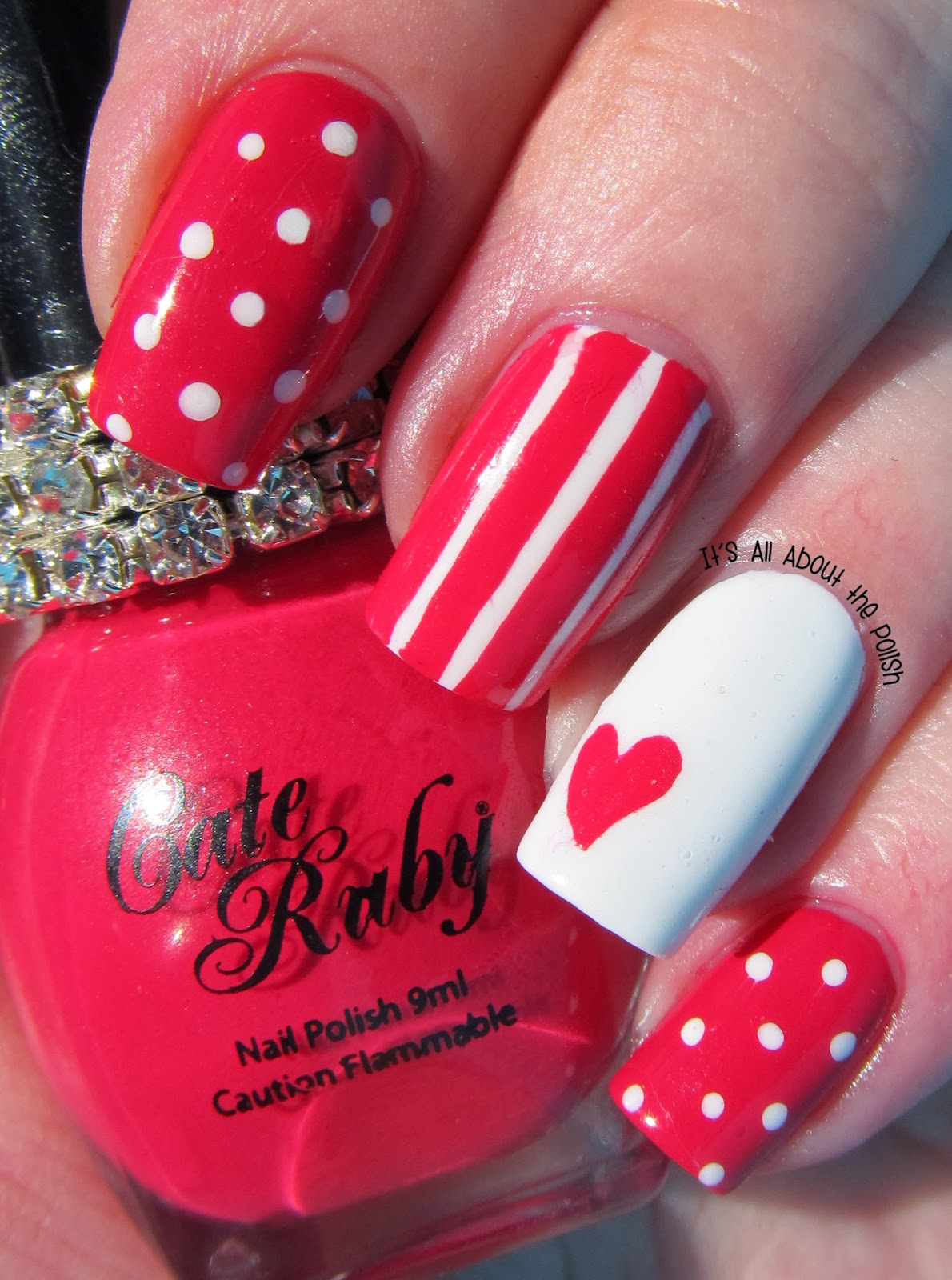 It's all about the polish: Cate Ruby Raspberry Sorbet Valentine's nail art