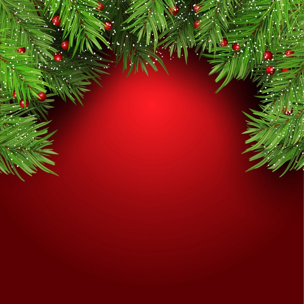 Christmas decoration, red background Free Vector