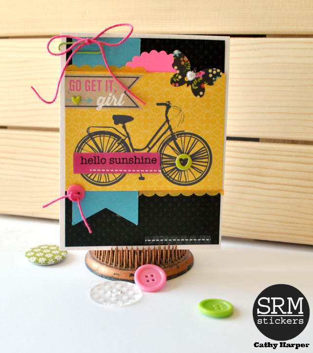 SRM Stickers Blog - Spring Cards with Cathy H. - #cards #thankyou #golddoilies #doilies #stickers #twine #punchedpieces #stitches #borders