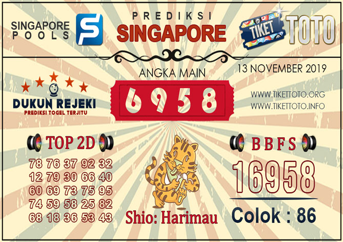 Prediksi Togel SINGAPORE TIKETTOTO 13 NOVEMBER 2019