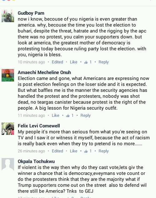 Jonathan Tells Americans To Stop Protesting Against Trump. Nigerians React  _20161111_165505