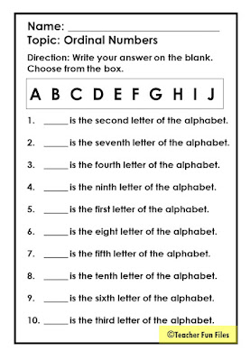 Ordinal Number Worksheets