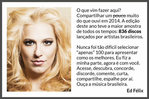 Os 100 Melhores Discos da Música Brasileira em 2014