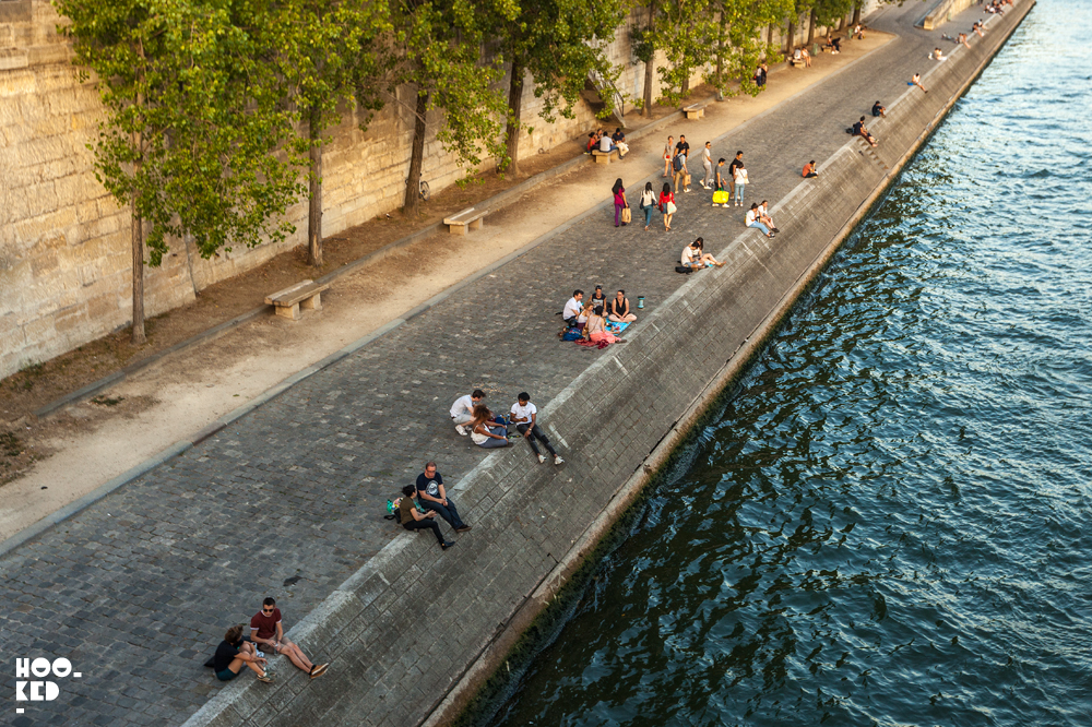 Picnic by the Seine in Paris, France