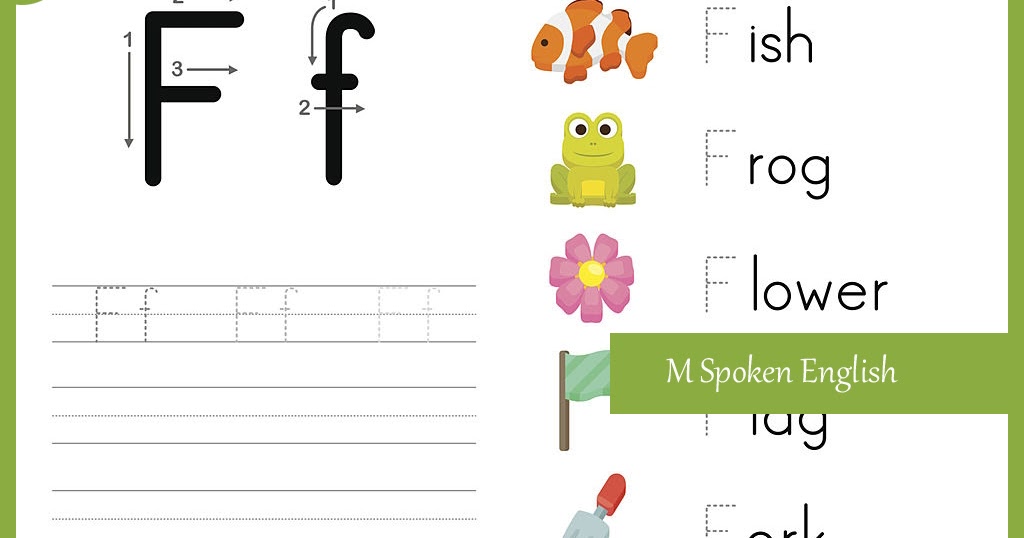 M Spoken English: Alphabet Worksheet F
