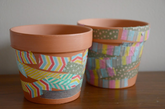 Easy preschool craft for spring: how to decorate a plant pot with washi tape