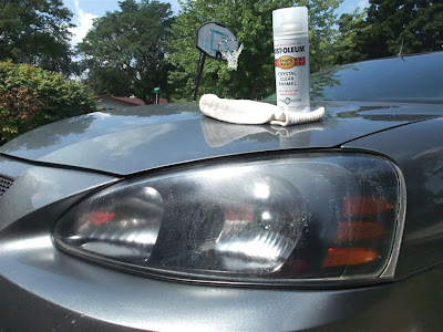 spray clear coat over fogged headlights, scrached, clear
