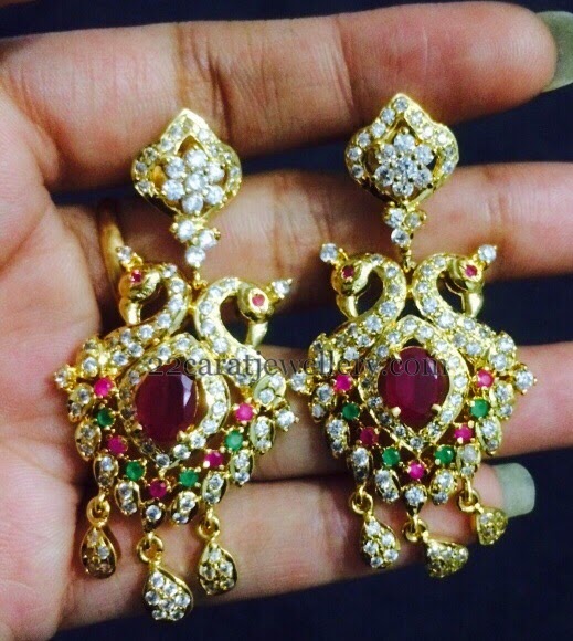 Colorful Pendant with Screw Back Earrings Jewellery Designs