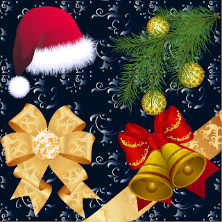 漫画タッチのクリスマス飾りと背景 beautiful christmas ornaments イラスト素材1