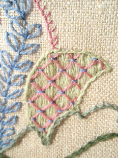 Surface Satin Stitch and Laid Work