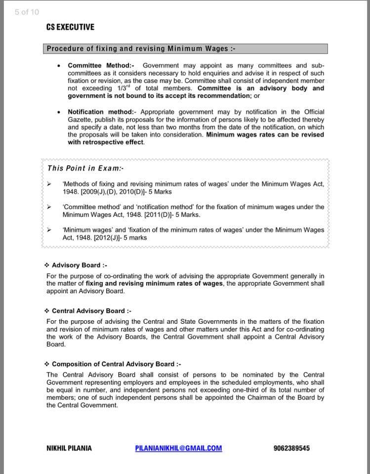 Chartered Accountancy Notes And Important Topics Cs Executive