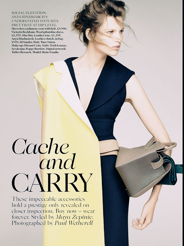 Editorial Fashion, cache and carry : bette franke by paul wetherell for  british vogue august 2013