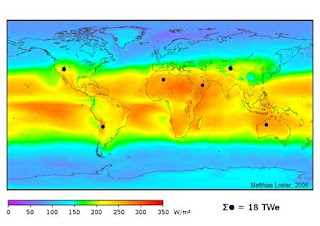 توزيعة الطاقة الشمسية فى مختلف أجزاء الكرة الأرضية