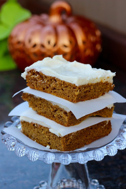 pumpkin bars with cream cheese icing/