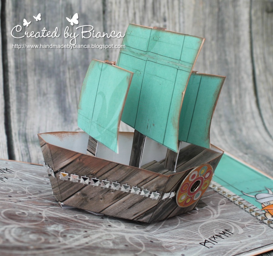 Handmade by Bianca: Wikinger Karte mit Pop Up Segelschiff, selbst basteln