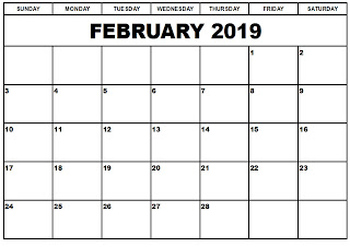 Free Printable Calendar February 2019