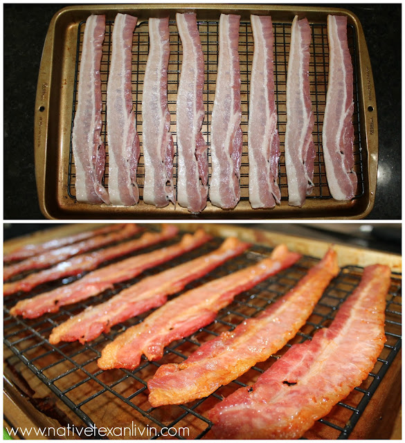 Wright Brand® Bacon baked in the oven at 375F until crispy