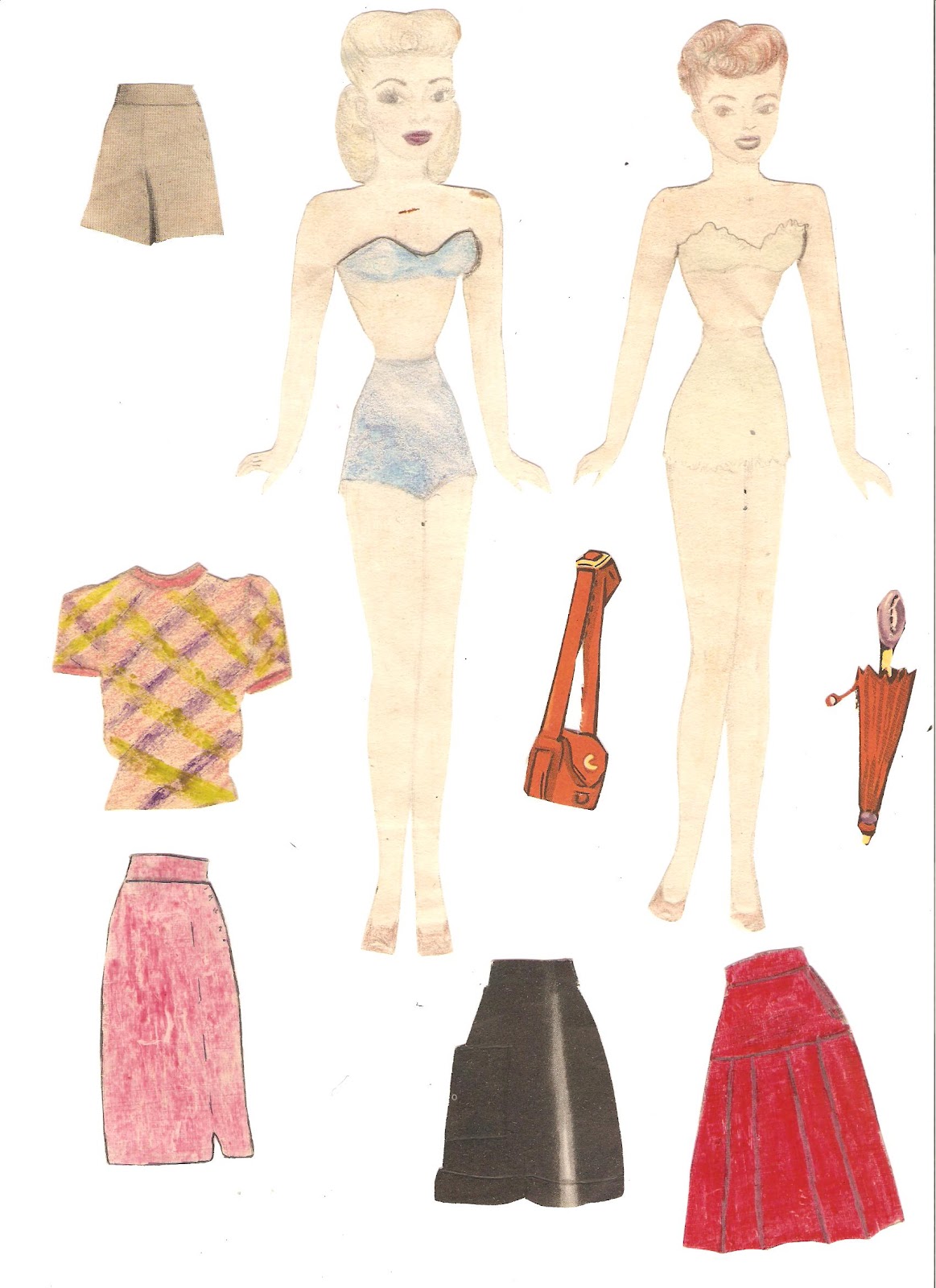 Miss Missy Paper Dolls vintage handmade paper doll