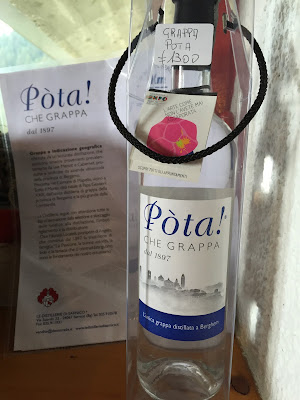 A bottle of grappa called Pòta! at Rifugio Cassinelli
