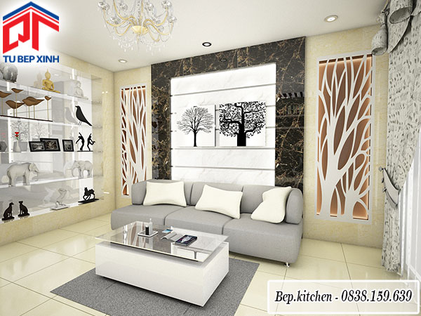 Phòng khách đẹp với kệ trang trí mới lạ Phòng khách đẹp với kệ trang trí mới lạ