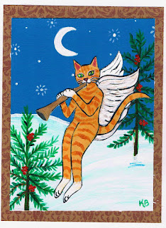  Orange Tabby Cat Angel Christmas Card at KimbasCritters