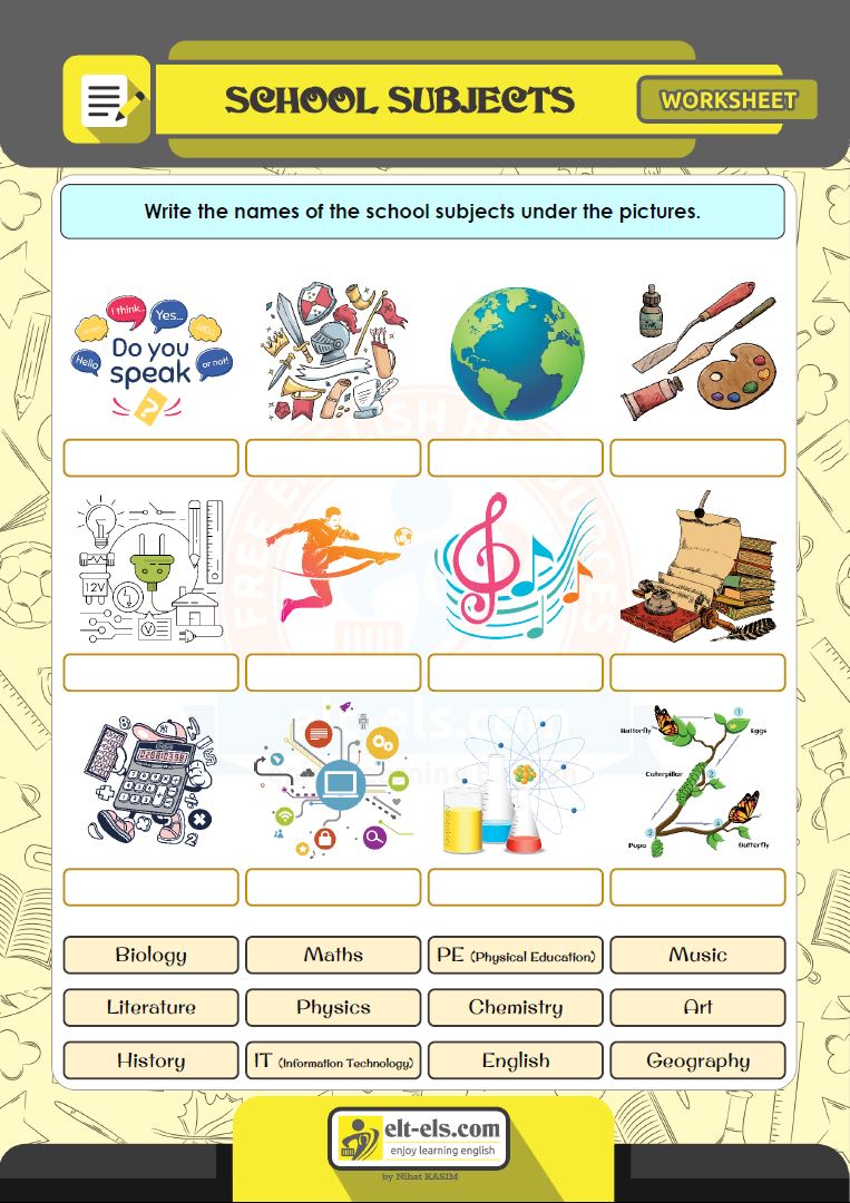 Worksheet: School subjects | www.elt-els.com