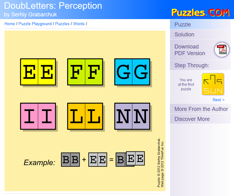 Math = Love Double Letters Puzzle from Puzzle Box, Volume 2