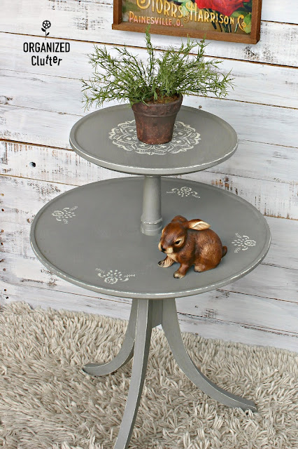 Thrift Shop Table Makeover w/ Rustoleum Chalked Paint in Country Gray organizedclutter.net