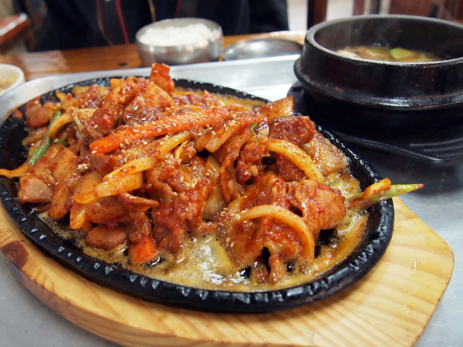 four legged foodies Samgyeopsal (Spicy Pork on Hot Plate), Seoraksan Korea