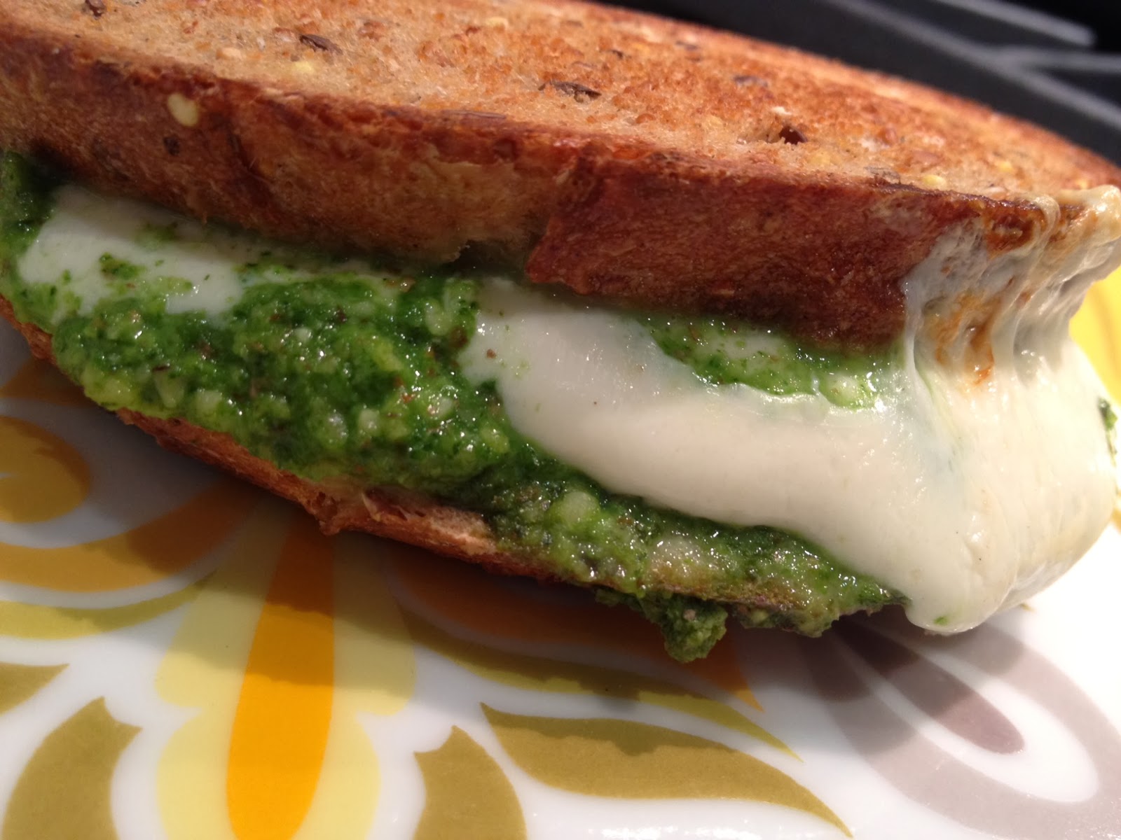 The Full Plate Blog mozzarella and kale pesto grilled cheese