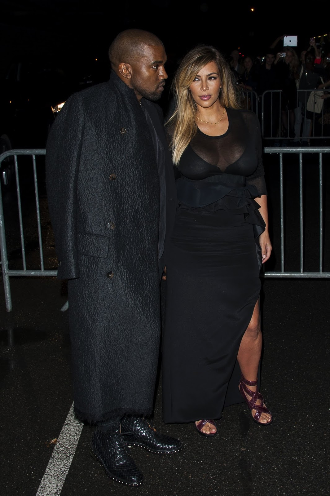 Kim Kardashian and Kanye West at the Givenchy Spring/Summer 2014 Paris Fashion Week Show