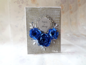 blue gray, Scrapiniec, handmade flower card