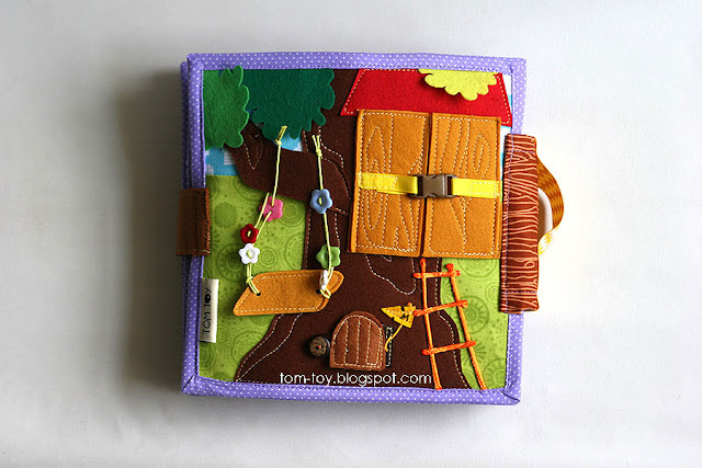 Handmade quiet book Dollhouse, busy book for girl, treehouse, Развивающая книжка Кукольный домик, домик на дереве, сад
