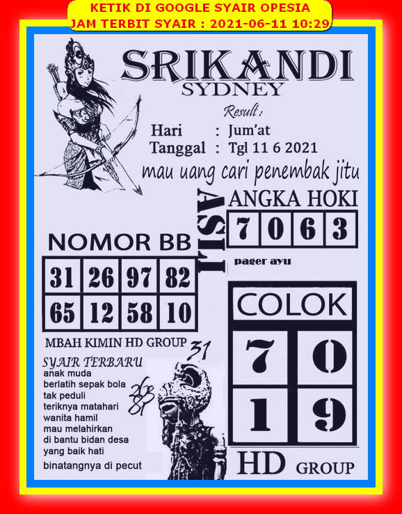 Syair Sdy Hari Ini Jumat 11 Juni 2021 Opesia Official