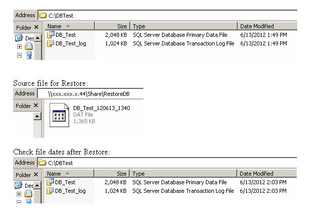 sharing: Example of Restore Database Using Syntax SQL