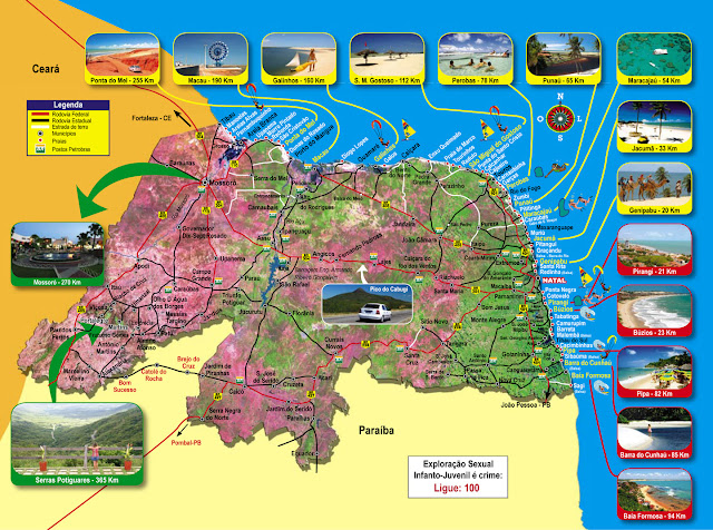 Mapa turístico do Rio Grande do Norte