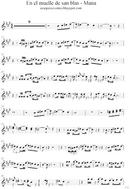 Pista y partitura de "En el muelle de San Blas" de "Mana" - Partituras ...