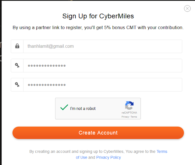 Đăng ký CyberMiles