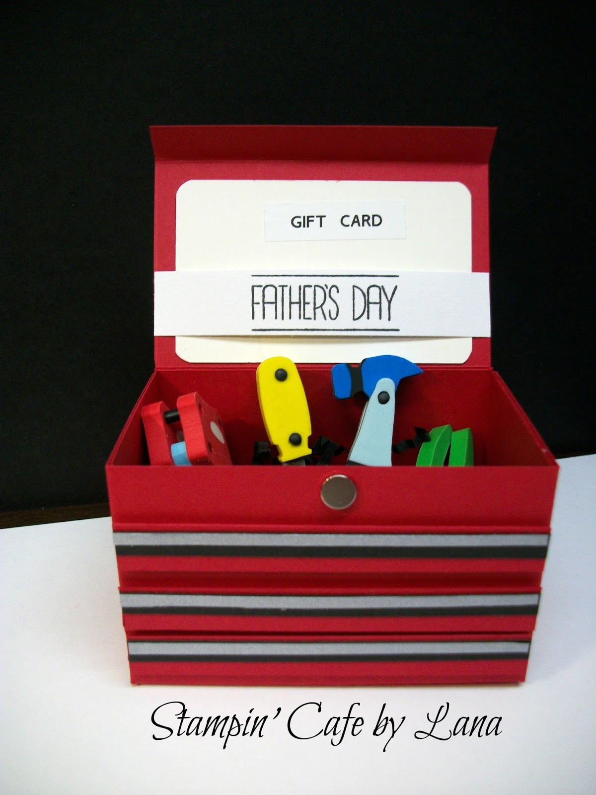 Stampin' Cafe by Lana Toolbox Treat Holder for Father's Day w/ Gift