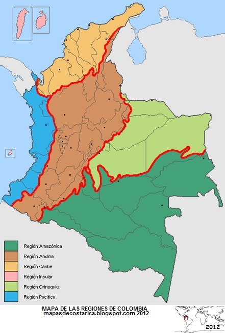 Mapa De Colombia Con Sus 5 Regiones Imagui