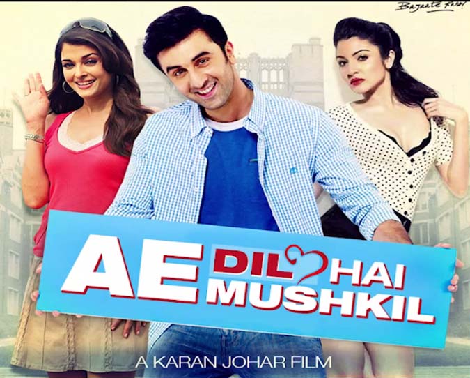 Complete cast and crew of Ae Dil Hai Mushkil  (2016) bollywood hindi movie wiki, poster, Trailer, music list - Ranbir Kapoor, Aishwarya Rai and Anushka Sharma, Movie release date February 19, 2016