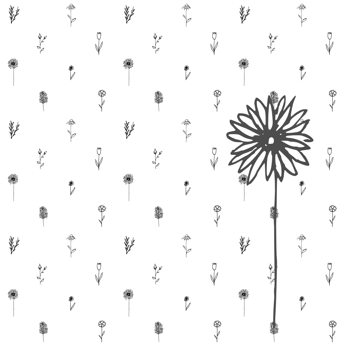 free digital flower doodle scrapbooking paper / printable black